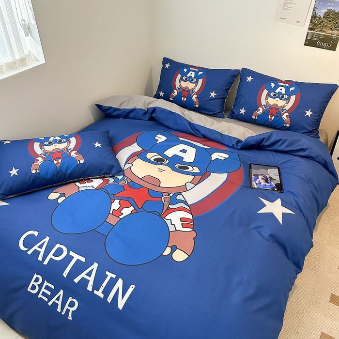 91家纺网 家纺一手货源 找家纺 色鬼布艺高端家居主号 2025新款现代简约网红款四季棉四件套 萌熊队长