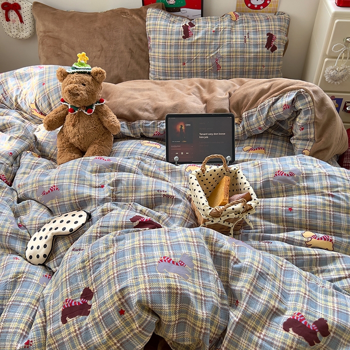 91家纺网 家纺一手货源 找家纺 （总）原素 2025秋冬A类水洗棉+200克牛奶绒四件套