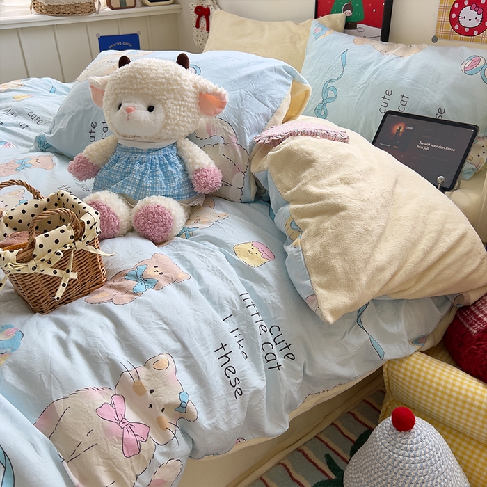 91家纺网 家纺一手货源 找家纺 （总）原素 2025秋冬A类水洗棉+200克牛奶绒四件套