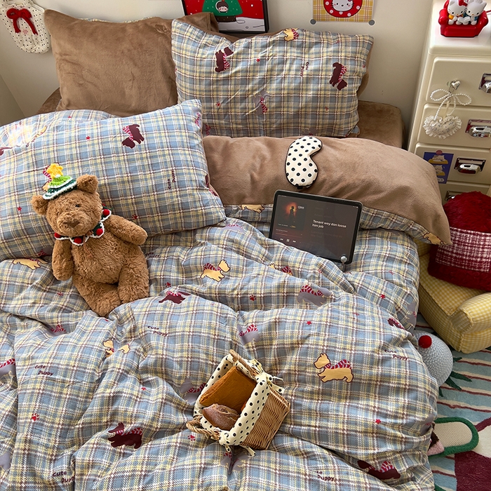 91家纺网 家纺一手货源 找家纺 （总）原素 2025秋冬A类水洗棉+200克牛奶绒四件套