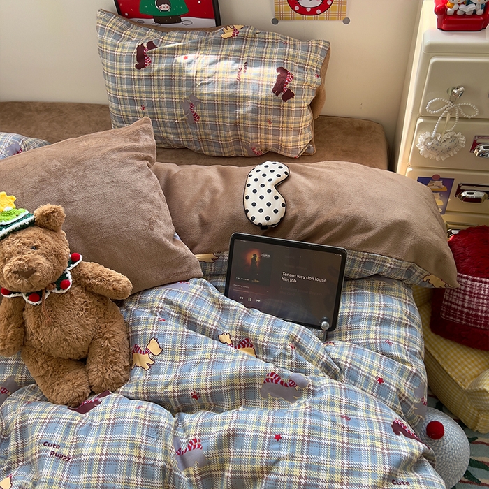 91家纺网 家纺一手货源 找家纺 （总）原素 2025秋冬A类水洗棉+200克牛奶绒四件套