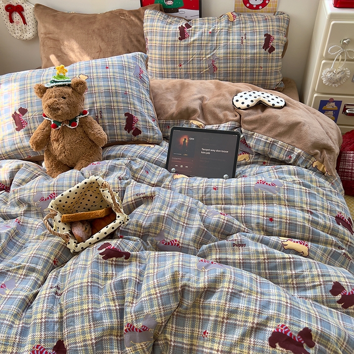 91家纺网 家纺一手货源 找家纺 （总）原素 2025秋冬A类水洗棉+200克牛奶绒四件套