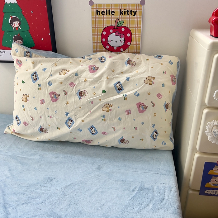 91家纺网 家纺一手货源 找家纺 原素 2025秋冬A类水洗棉+200克牛奶绒四件套 喵喵家族-绒