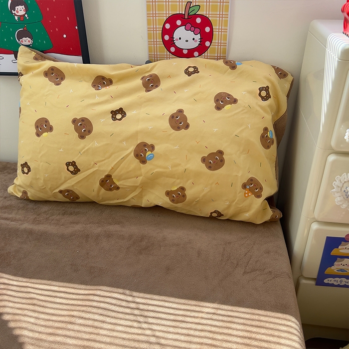 91家纺网 家纺一手货源 找家纺 原素 2025秋冬A类水洗棉+200克牛奶绒四件套 巧克力小熊-绒