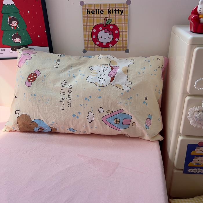 91家纺网 家纺一手货源 找家纺 原素 2025秋冬A类水洗棉+200克牛奶绒四件套 动物音乐会-绒