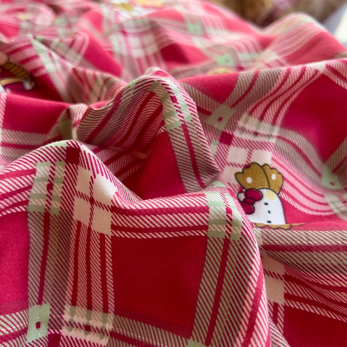 91家纺网 家纺一手货源 找家纺 原素 2025秋冬A类水洗棉+200克牛奶绒四件套 红格KT酱-绒