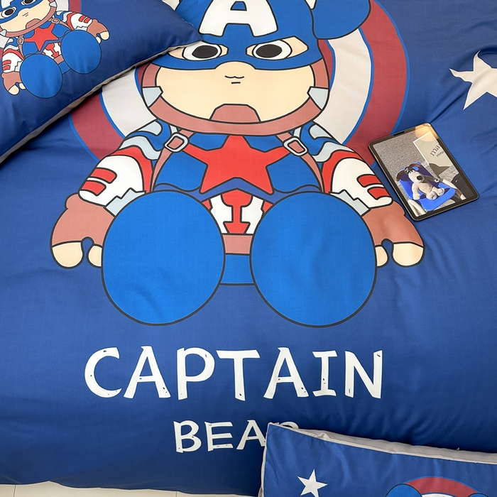 91家纺网 家纺一手货源 找家纺 色鬼布艺高端家居主号 2025新款现代简约网红款四季棉四件套 萌熊队长