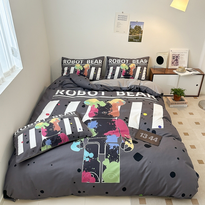 色鬼布艺高端家居主号 2025新款现代简约网红款四季棉四件套 涂鸦熊