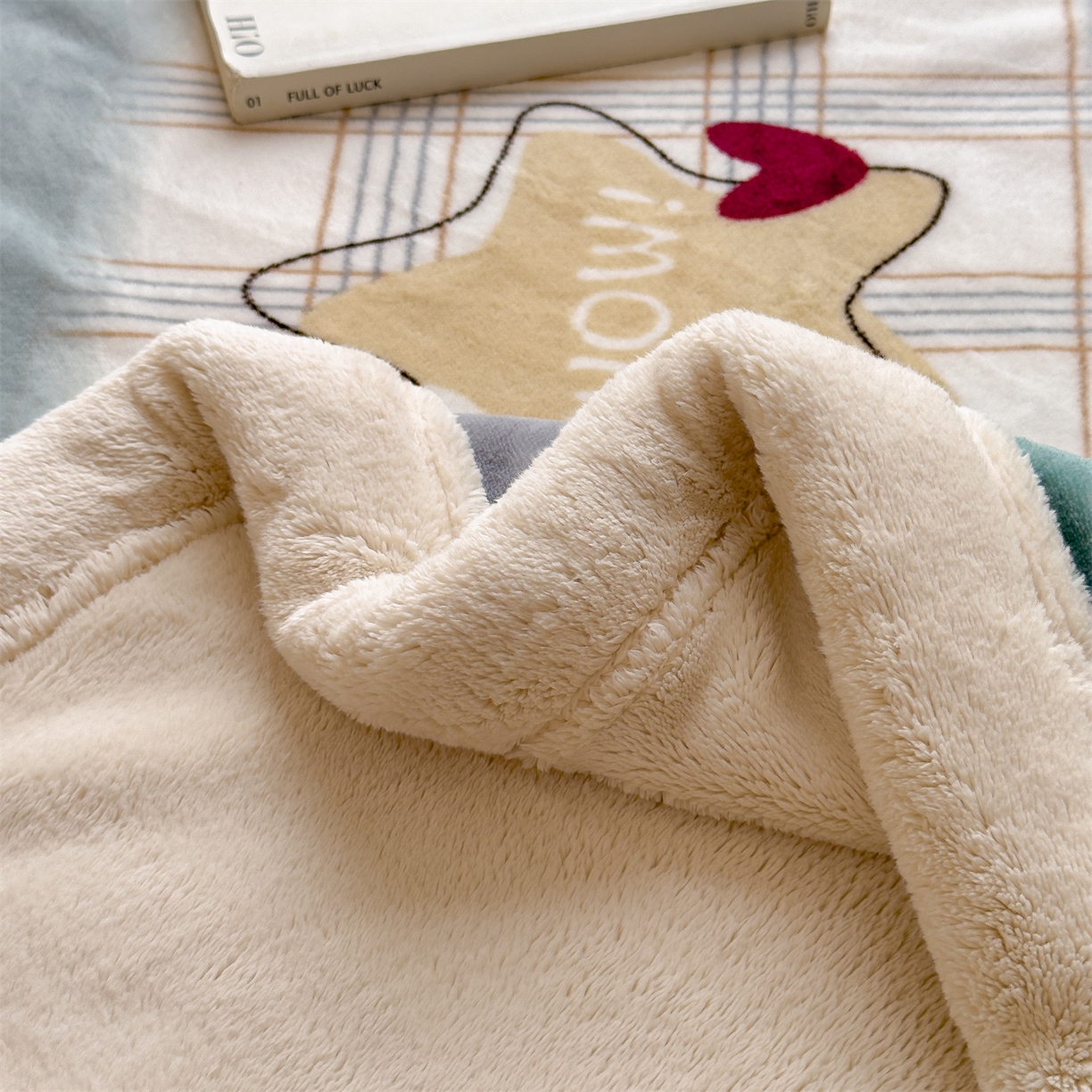 91家纺网 家纺一手货源 找家纺 慕木家纺 2025新款高克重印花牛奶绒云锦绒双层毛毯毛毯毯子（可供跨境提供买家秀） 双层毛毯-快乐时光+白