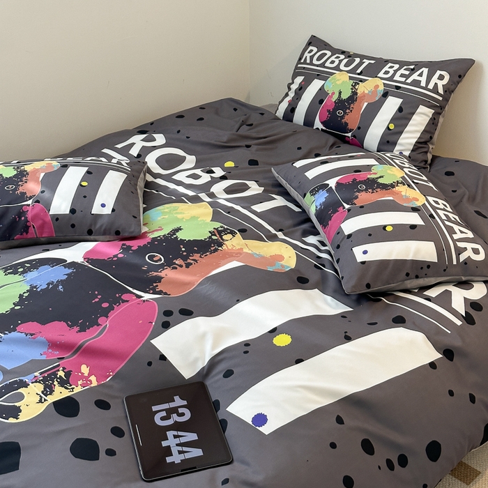 91家纺网 家纺一手货源 找家纺 色鬼布艺高端家居主号 2025新款现代简约网红款四季棉四件套 涂鸦熊