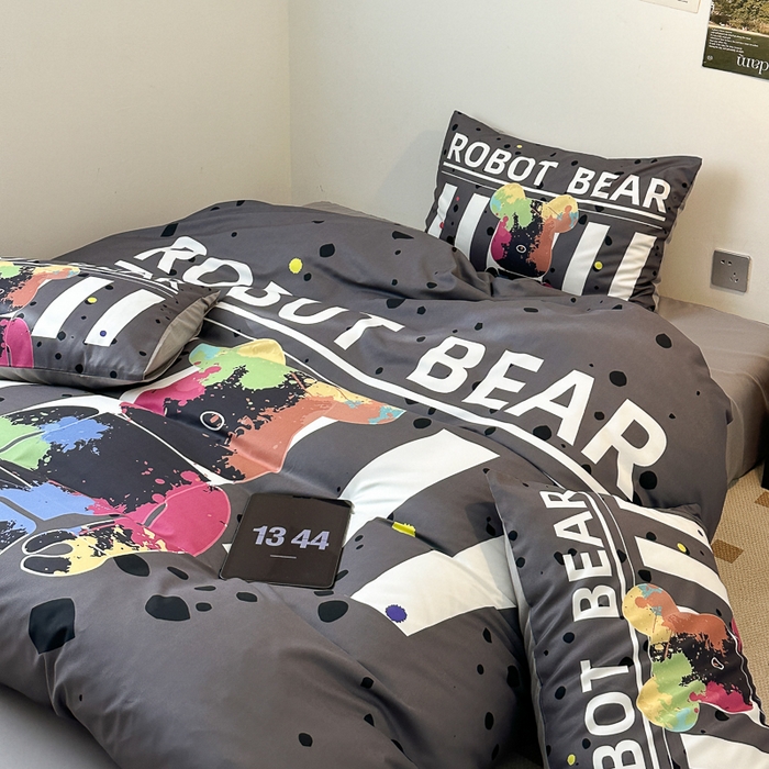 91家纺网 家纺一手货源 找家纺 色鬼布艺高端家居主号 2025新款现代简约网红款四季棉四件套 涂鸦熊