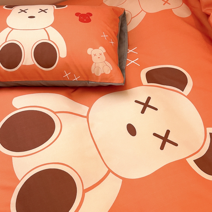 91家纺网 家纺一手货源 找家纺 色鬼布艺高端家居主号 2025新款现代简约网红款四季棉四件套 熊仔桔