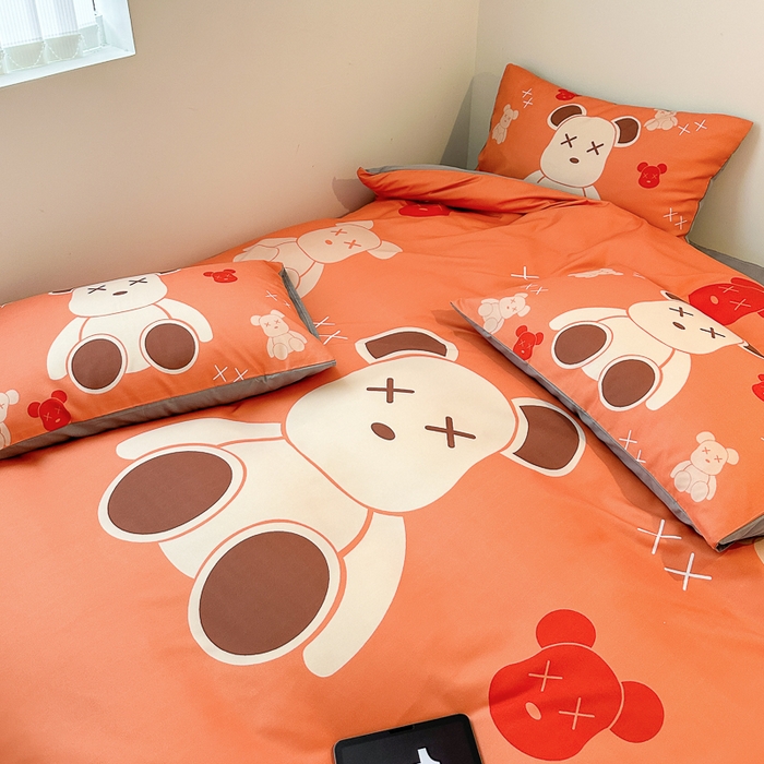 91家纺网 家纺一手货源 找家纺 色鬼布艺高端家居主号 2025新款现代简约网红款四季棉四件套 熊仔桔