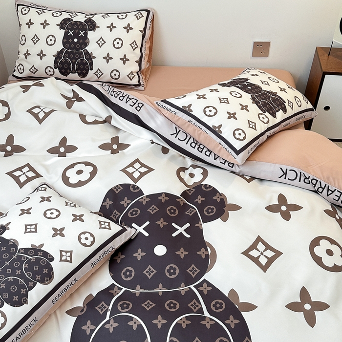 91家纺网 家纺一手货源 找家纺 色鬼布艺高端家居主号 2025新款现代简约网红款四季棉四件套 熊仔咖