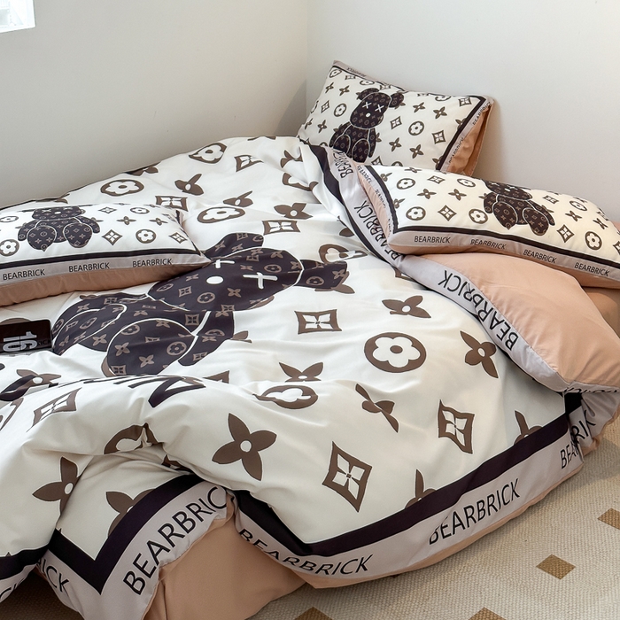 91家纺网 家纺一手货源 找家纺 色鬼布艺高端家居主号 2025新款现代简约网红款四季棉四件套 熊仔咖