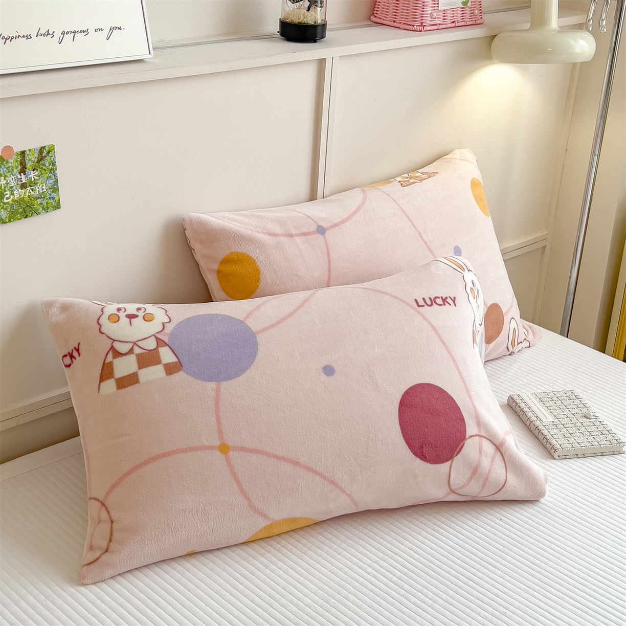 91家纺网 家纺一手货源 找家纺 慕木家纺 2025新款高克重印花牛奶绒云锦绒双层毛毯毛毯毯子（可供跨境提供买家秀） 双层毛毯-兔狗盟约+白