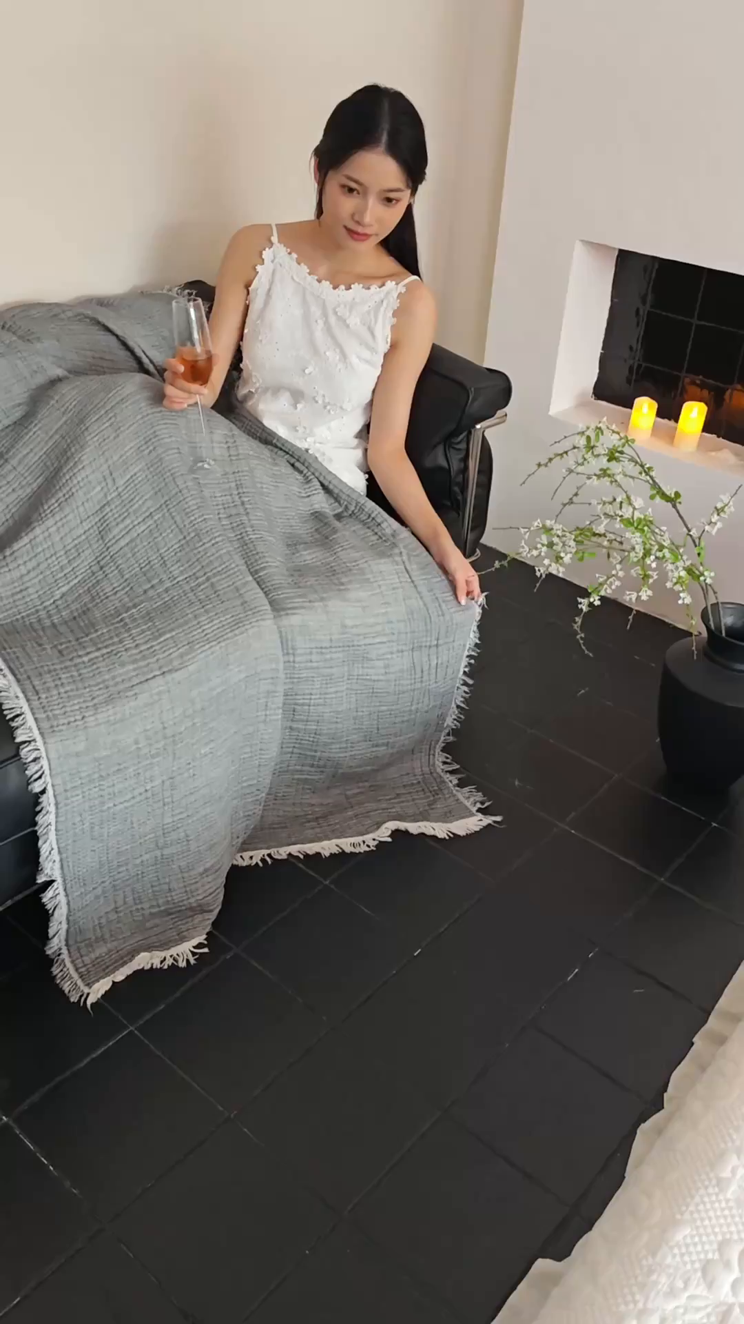 91家纺网 家纺一手货源 找家纺 沐瑟家纺 2025新款四层全棉纱布流苏毯系列-浪漫 浪漫-银灰