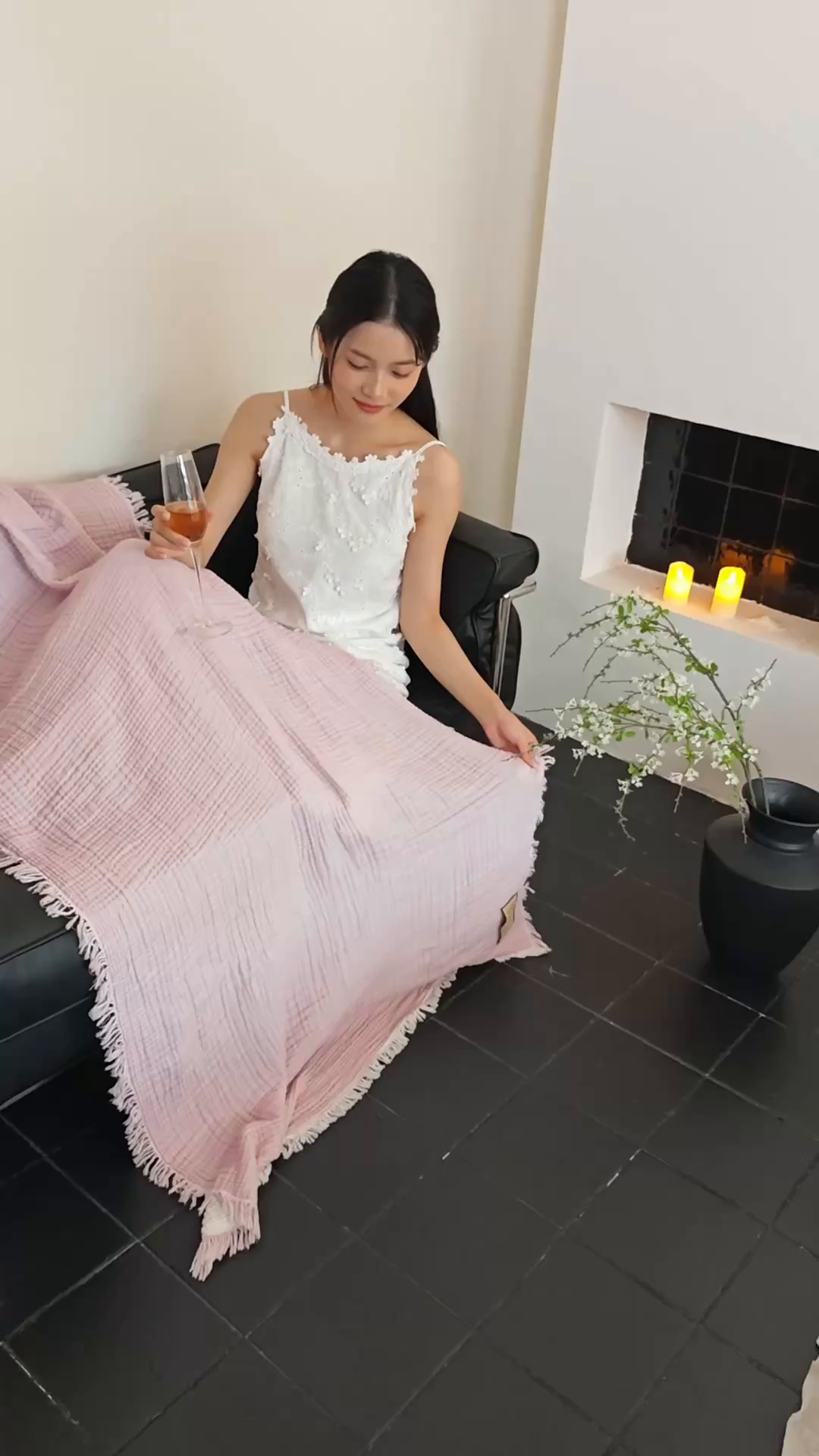 91家纺网 家纺一手货源 找家纺 沐瑟家纺 2025新款四层全棉纱布流苏毯系列-浪漫 浪漫-樱粉