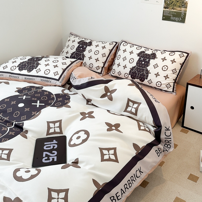 91家纺网 家纺一手货源 找家纺 色鬼布艺高端家居主号 2025新款现代简约网红款四季棉四件套 熊仔咖