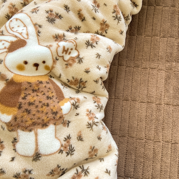 91家纺网 家纺一手货源 找家纺 典曼家纺 2025新款亲肤舒适双面牛奶绒床盖款四件套 枝枝兔