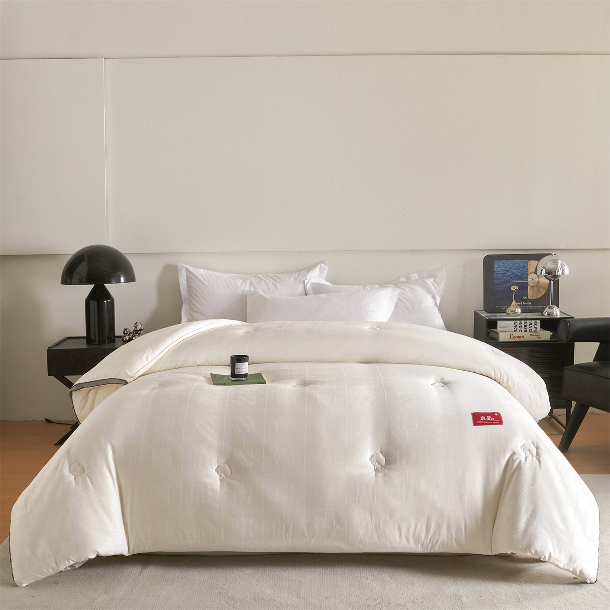 91家纺网 家纺一手货源 找家纺 梵蒂莎 2025新款提莱雅棉花素眠居被秋冬被被子被芯-场景一 素眠居-典雅灰