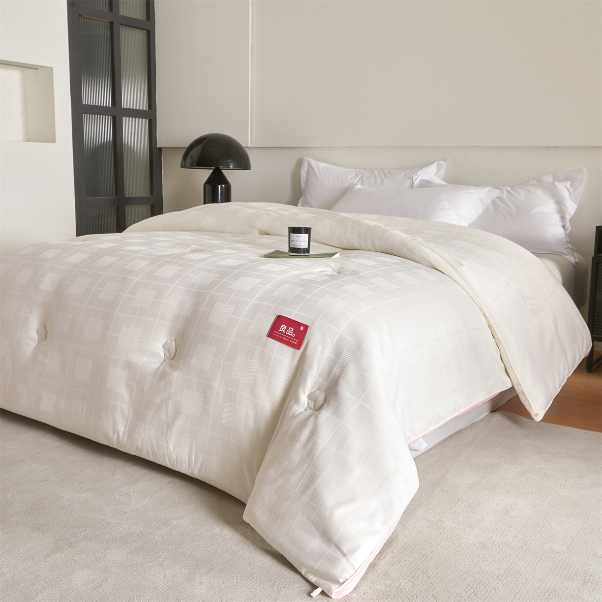 91家纺网 家纺一手货源 找家纺 梵蒂莎 2025新款提莱雅棉花素眠居被秋冬被被子被芯-场景一 素眠居-粉玉