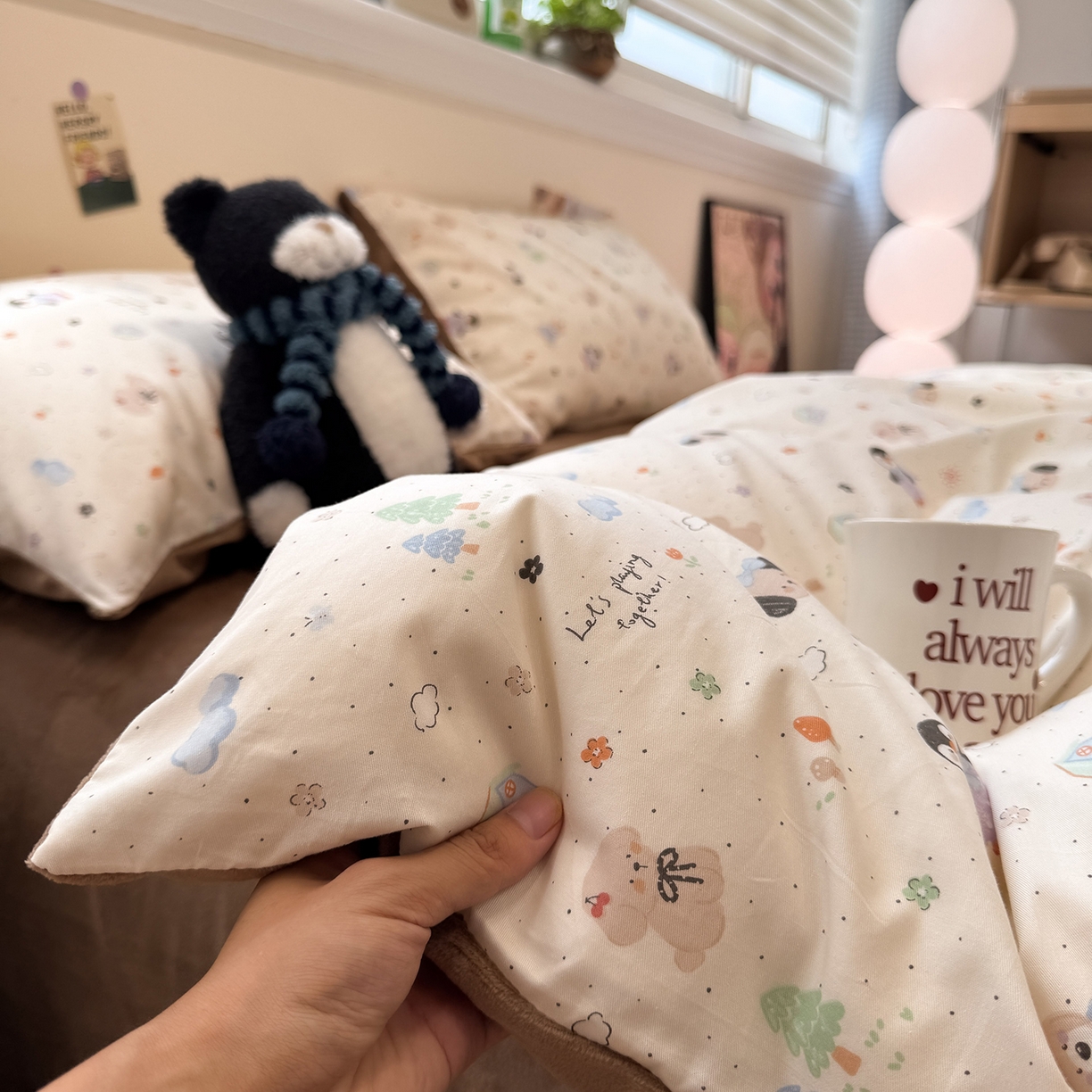 91家纺网 家纺一手货源 找家纺 怡家居 2025新款秋冬保暖全棉加绒四件套 QQ乐园