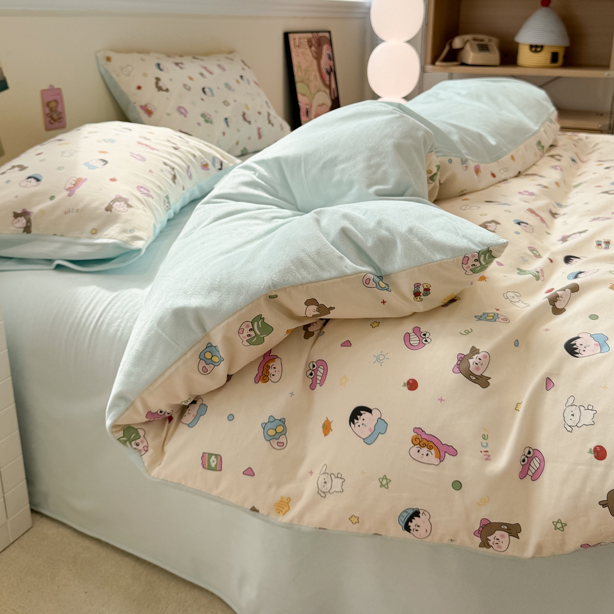 91家纺网 家纺一手货源 找家纺 怡家居 2025新款秋冬保暖全棉加绒四件套 蜡笔小新