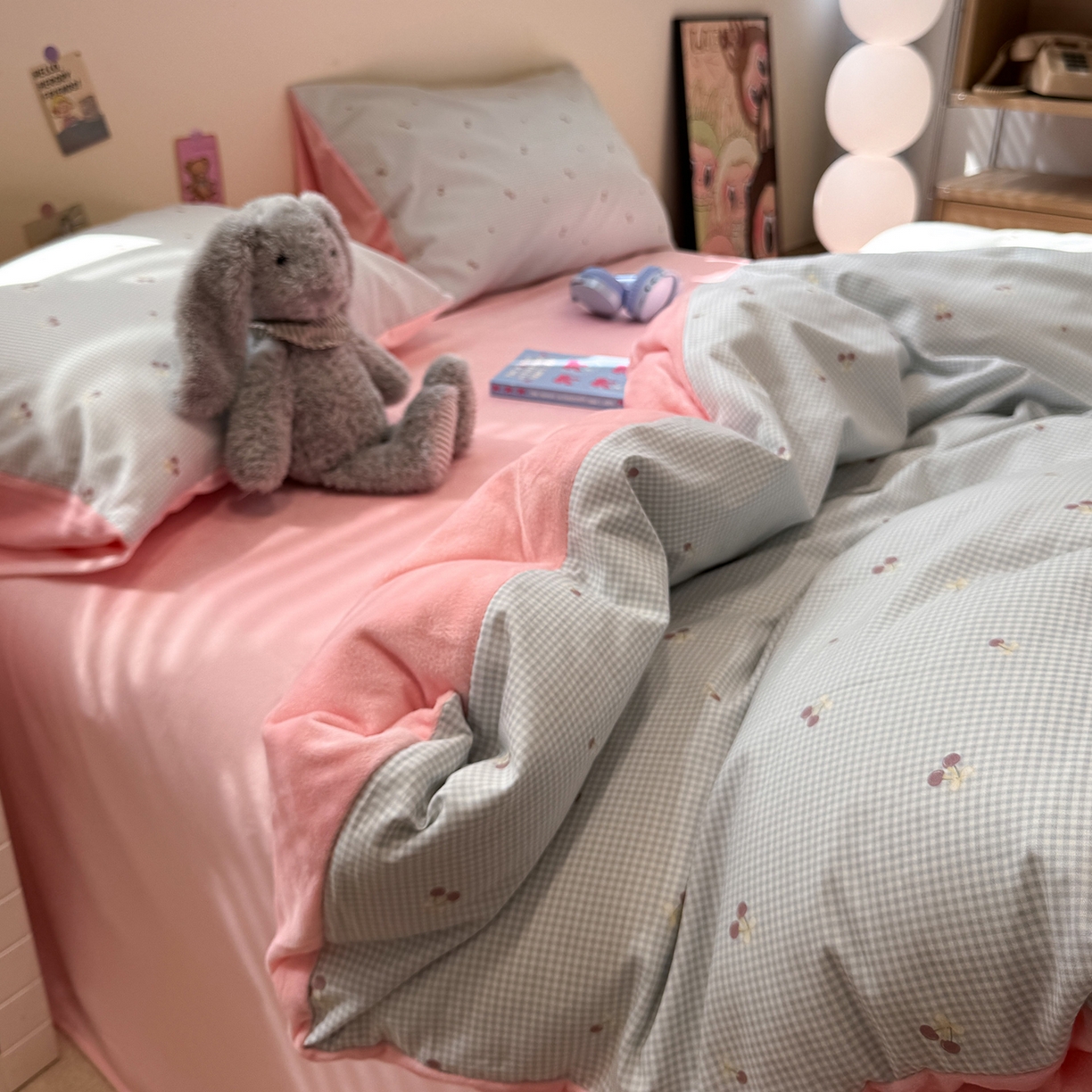 91家纺网 家纺一手货源 找家纺 怡家居 2025新款秋冬保暖全棉加绒四件套 小红果-蓝