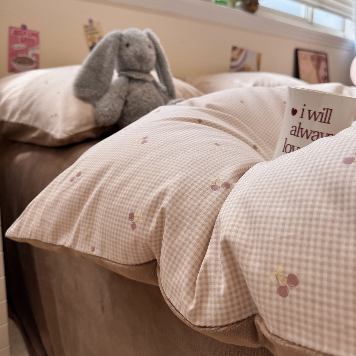 91家纺网 家纺一手货源 找家纺 怡家居 2025新款秋冬保暖全棉加绒四件套 小红果-咖