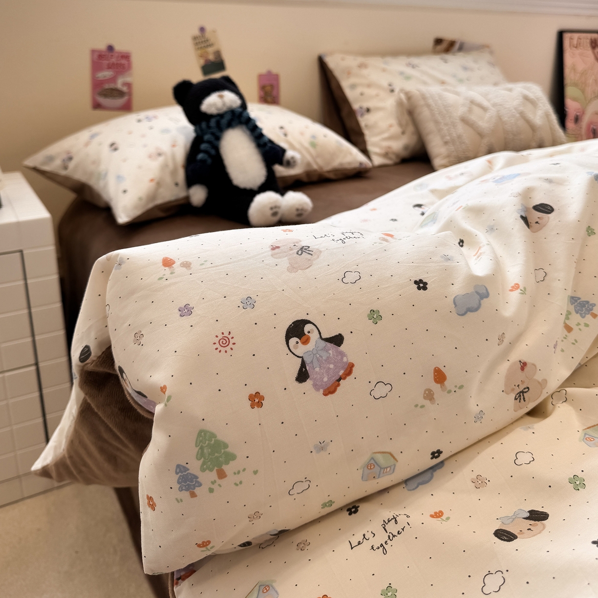 91家纺网 家纺一手货源 找家纺 怡家居 2025新款秋冬保暖全棉加绒四件套 QQ乐园