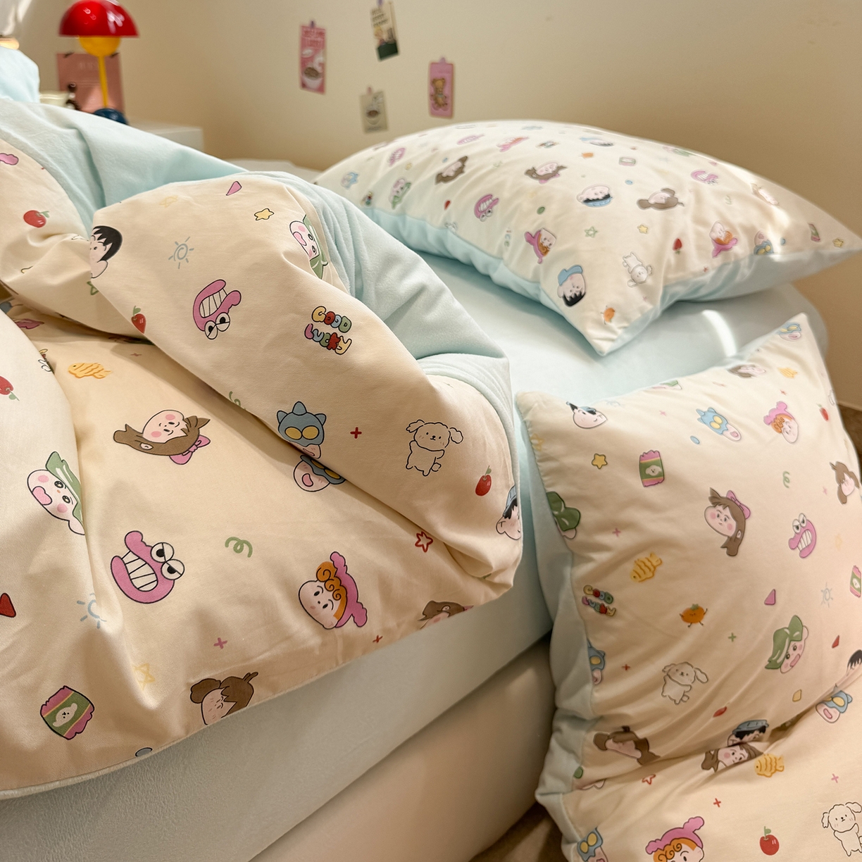 91家纺网 家纺一手货源 找家纺 怡家居 2025新款秋冬保暖全棉加绒四件套 蜡笔小新