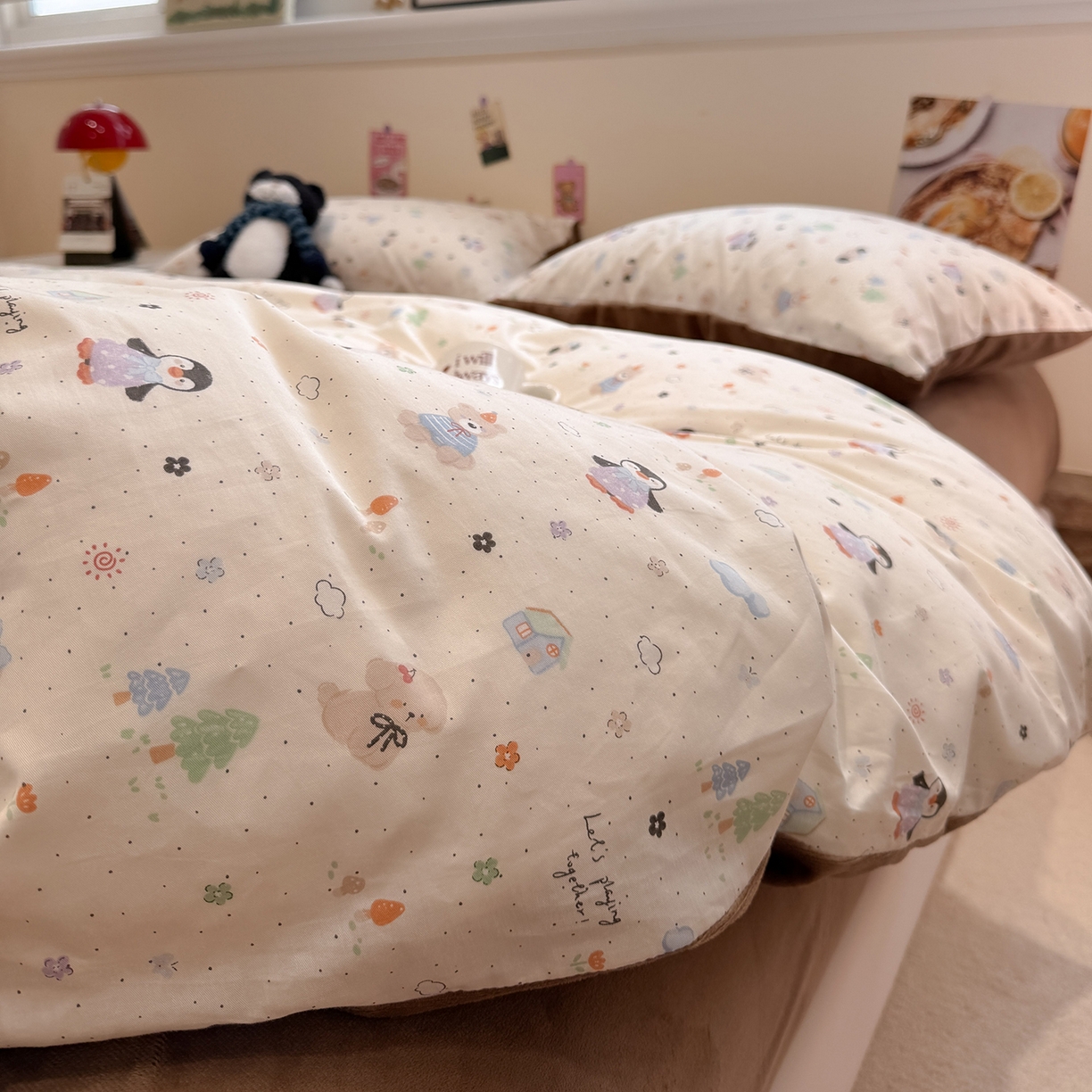 91家纺网 家纺一手货源 找家纺 怡家居 2025新款秋冬保暖全棉加绒四件套 QQ乐园