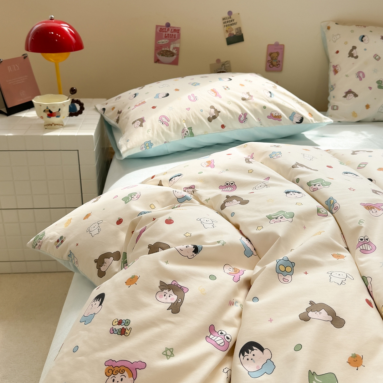 91家纺网 家纺一手货源 找家纺 怡家居 2025新款秋冬保暖全棉加绒四件套 蜡笔小新