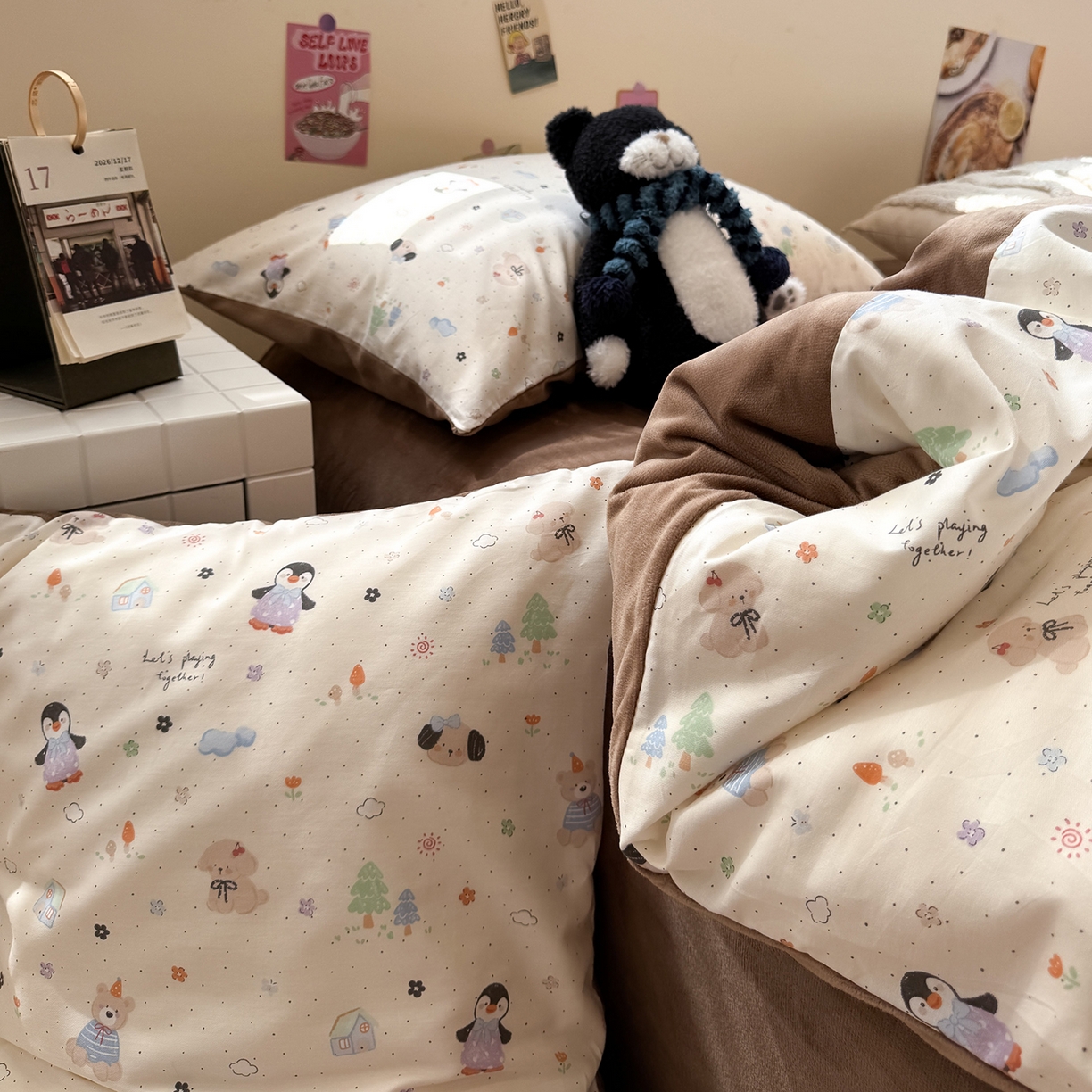 91家纺网 家纺一手货源 找家纺 怡家居 2025新款秋冬保暖全棉加绒四件套 QQ乐园