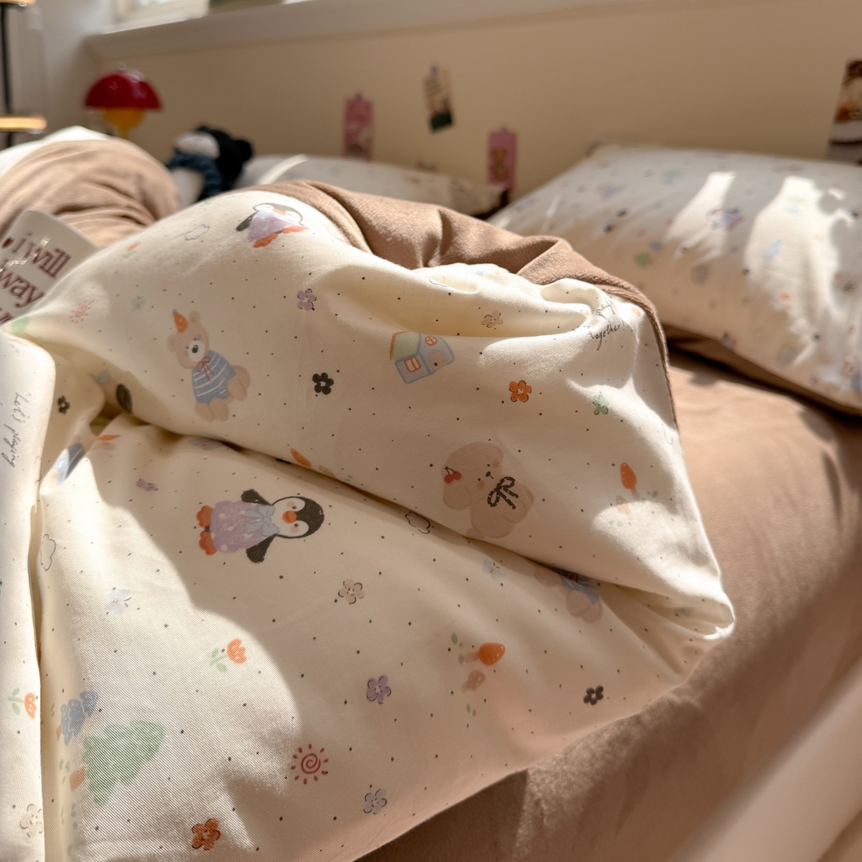 91家纺网 家纺一手货源 找家纺 怡家居 2025新款秋冬保暖全棉加绒四件套 QQ乐园