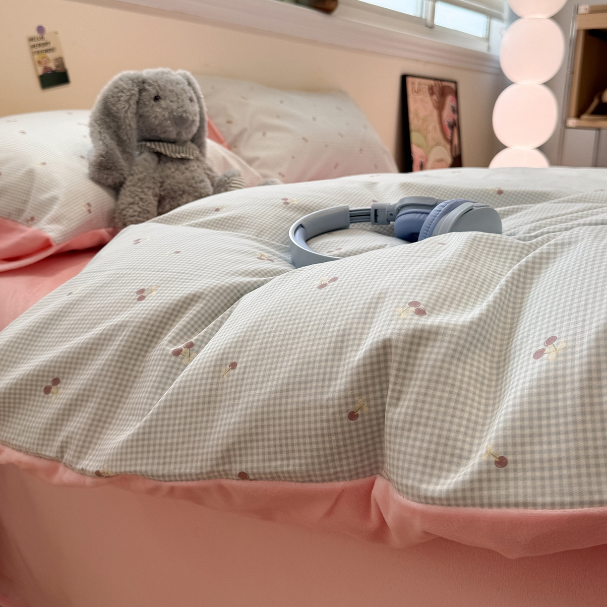 91家纺网 家纺一手货源 找家纺 怡家居 2025新款秋冬保暖全棉加绒四件套 小红果-蓝