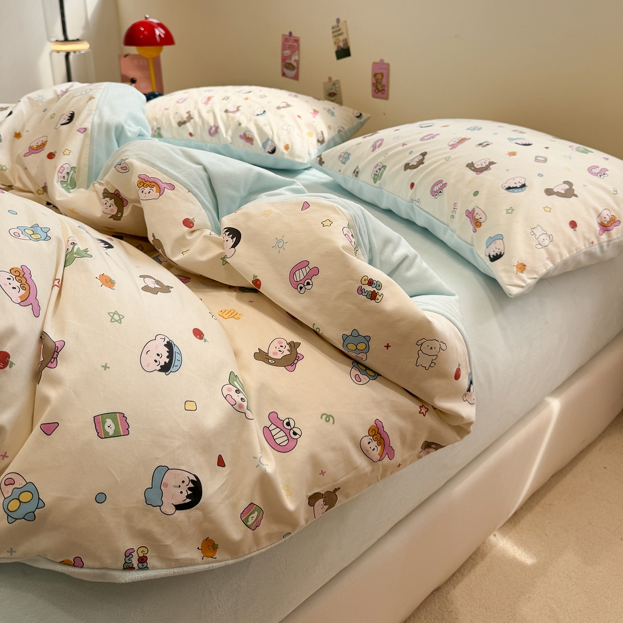 91家纺网 家纺一手货源 找家纺 怡家居 2025新款秋冬保暖全棉加绒四件套 蜡笔小新