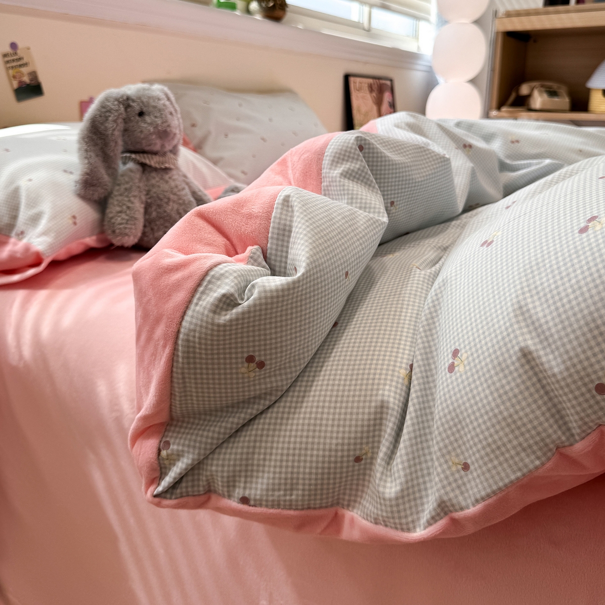 91家纺网 家纺一手货源 找家纺 怡家居 2025新款秋冬保暖全棉加绒四件套 小红果-蓝