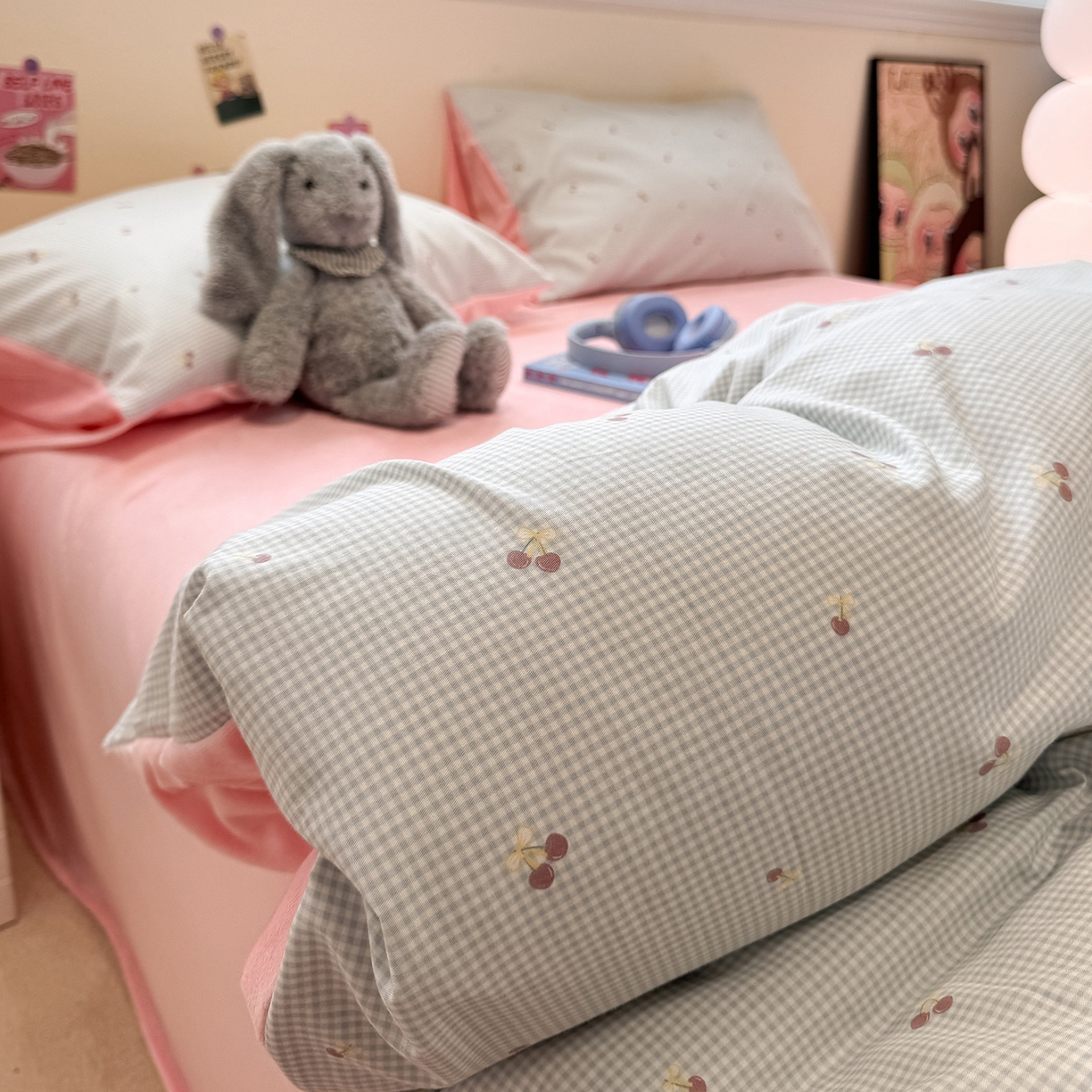 91家纺网 家纺一手货源 找家纺 怡家居 2025新款秋冬保暖全棉加绒四件套 小红果-蓝