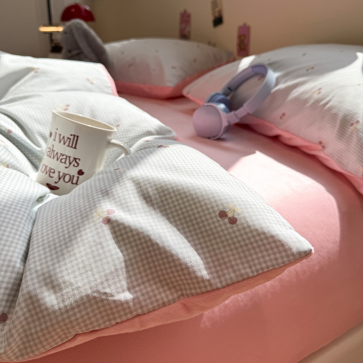 91家纺网 家纺一手货源 找家纺 怡家居 2025新款秋冬保暖全棉加绒四件套 小红果-蓝