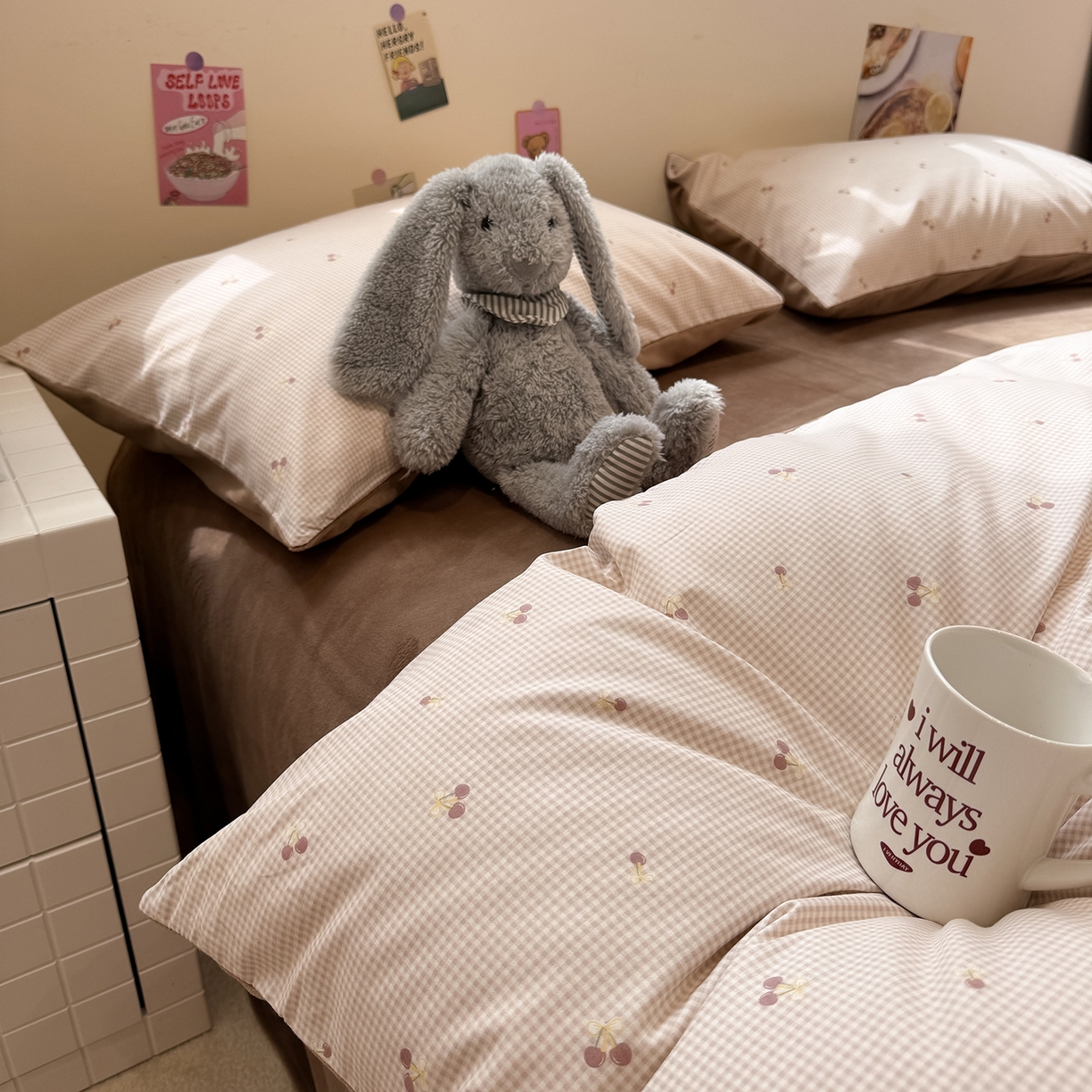 91家纺网 家纺一手货源 找家纺 怡家居 2025新款秋冬保暖全棉加绒四件套 小红果-咖