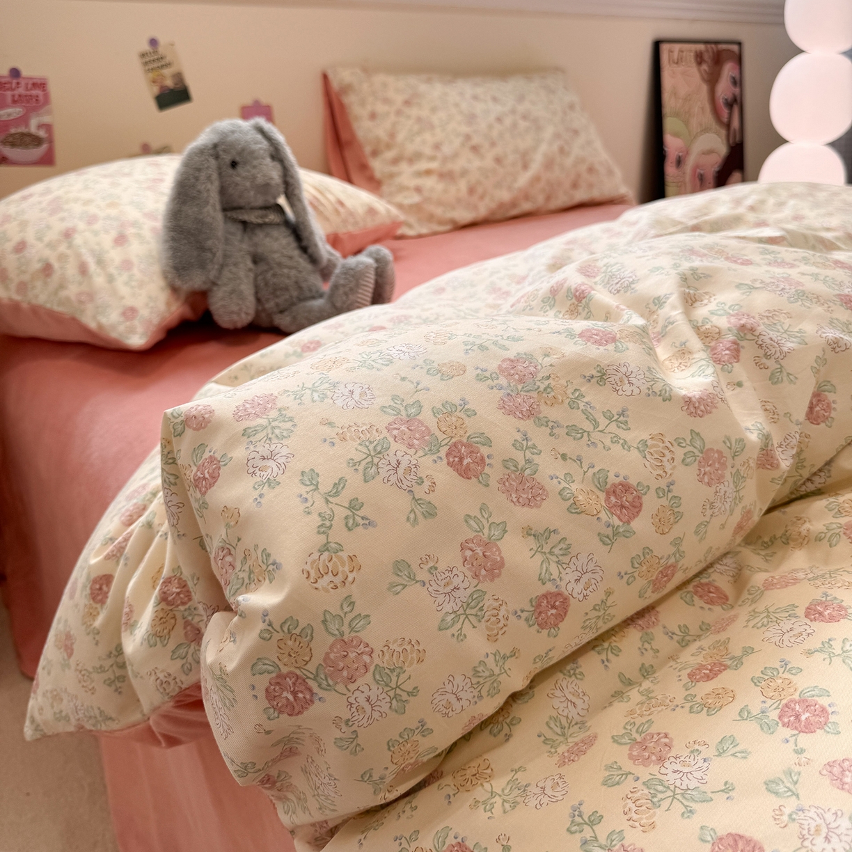 91家纺网 家纺一手货源 找家纺 怡家居 2025新款秋冬保暖全棉加绒四件套 爱丽花园