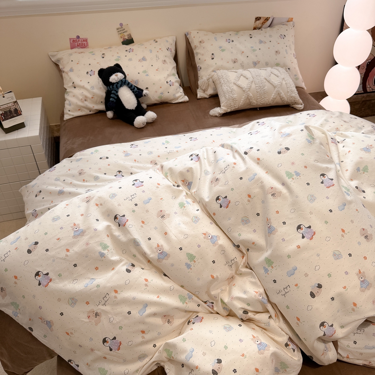 91家纺网 家纺一手货源 找家纺 怡家居 2025新款秋冬保暖全棉加绒四件套 QQ乐园