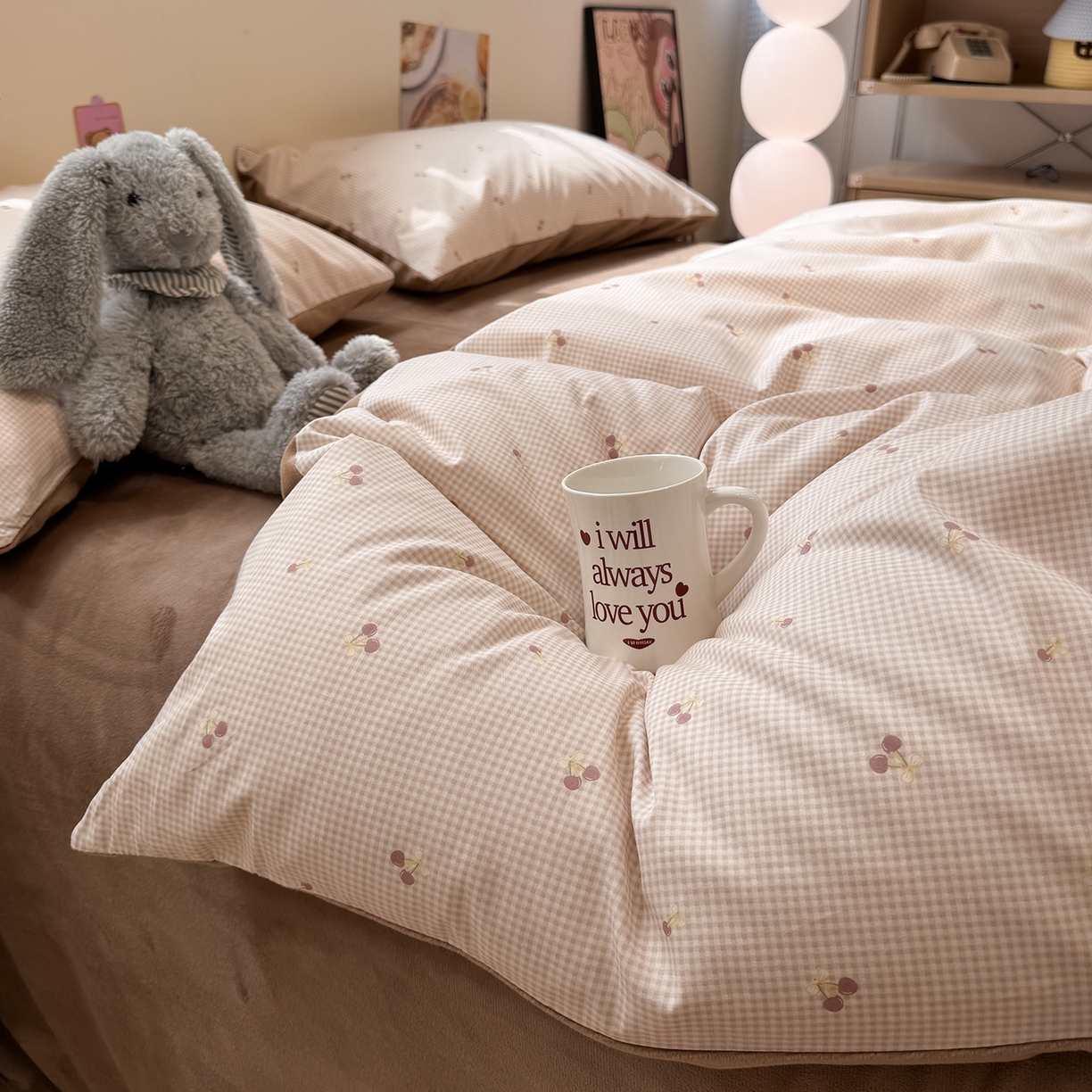 91家纺网 家纺一手货源 找家纺 怡家居 2025新款秋冬保暖全棉加绒四件套 小红果-咖