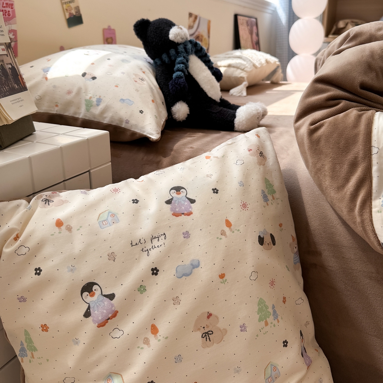 91家纺网 家纺一手货源 找家纺 怡家居 2025新款秋冬保暖全棉加绒四件套 QQ乐园