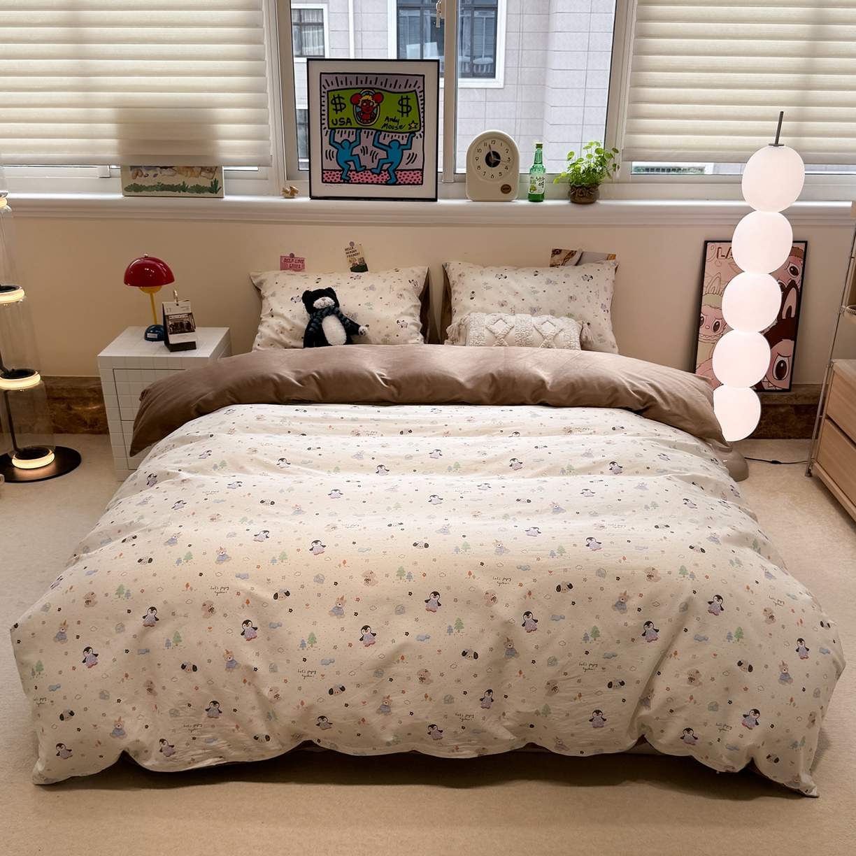 怡家居 2025新款秋冬保暖全棉加绒四件套 QQ乐园