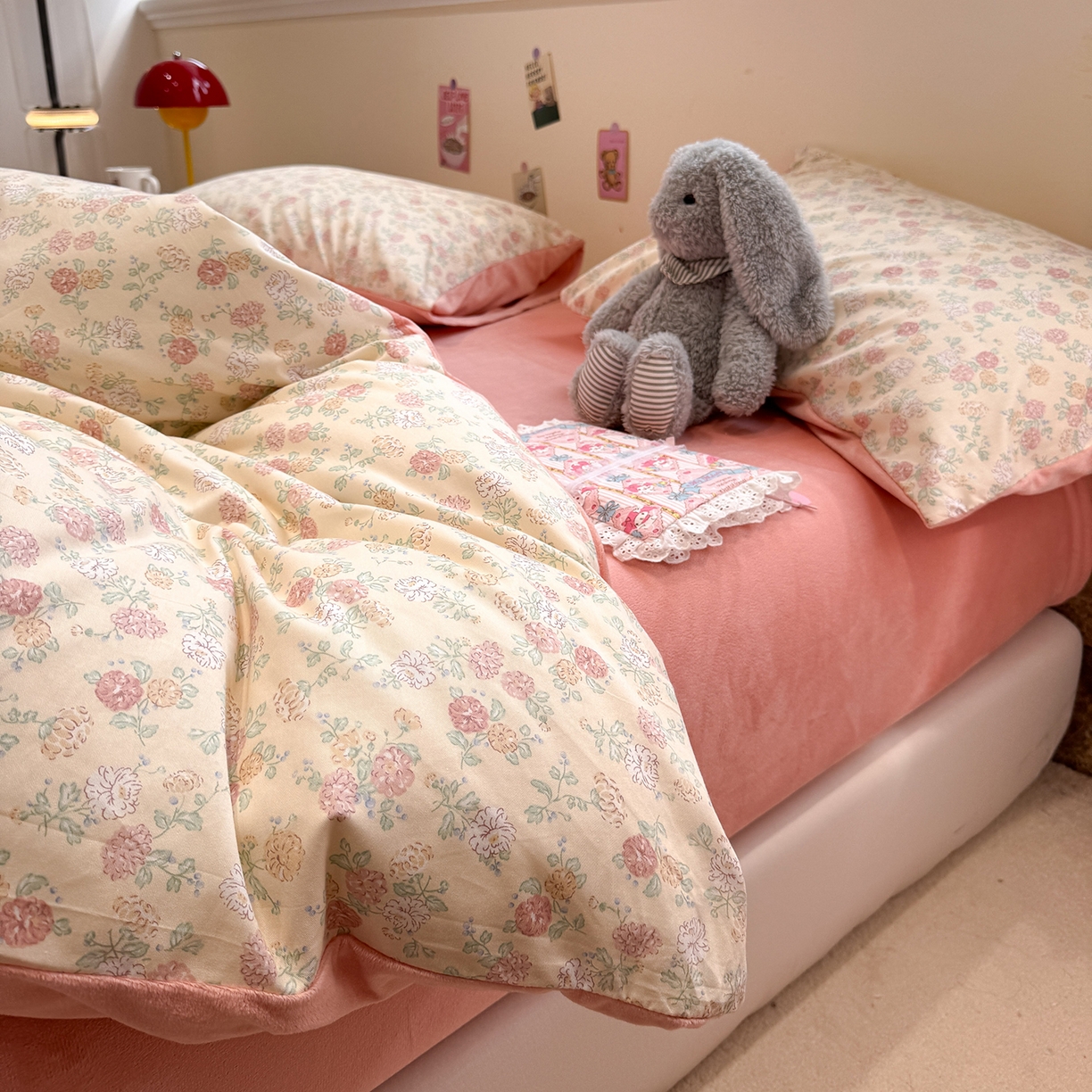 91家纺网 家纺一手货源 找家纺 怡家居 2025新款秋冬保暖全棉加绒四件套 爱丽花园