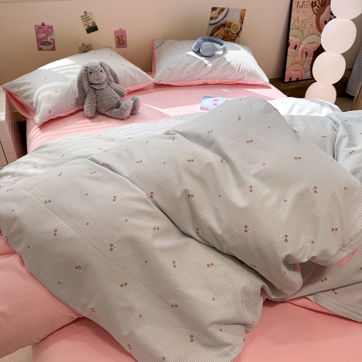 91家纺网 家纺一手货源 找家纺 怡家居 2025新款秋冬保暖全棉加绒四件套 小红果-蓝