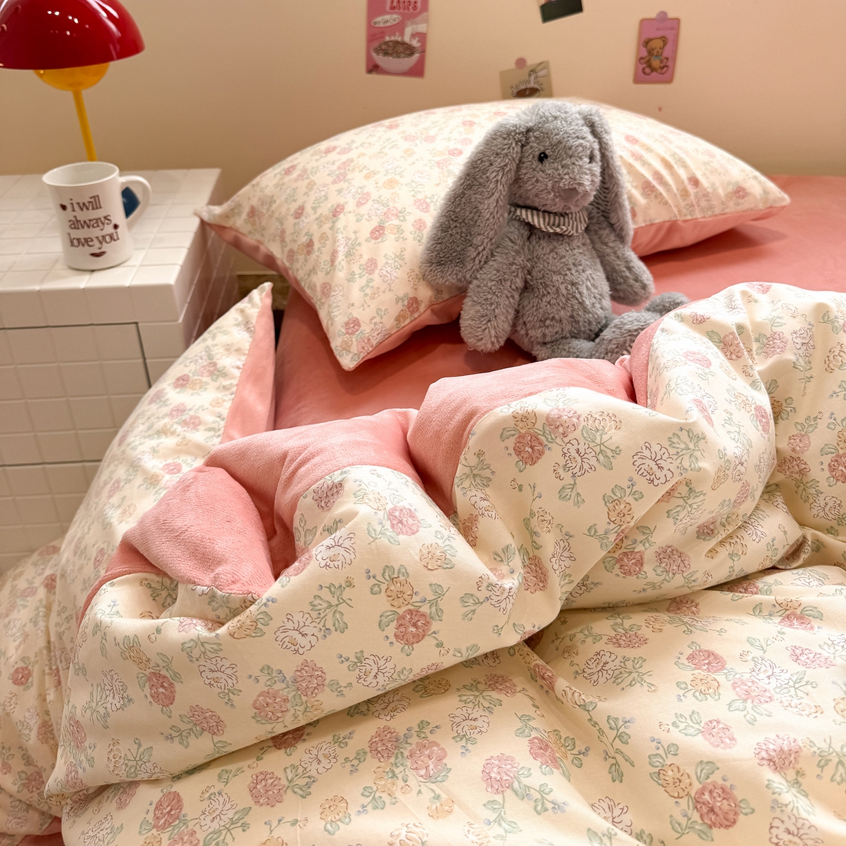 91家纺网 家纺一手货源 找家纺 怡家居 2025新款秋冬保暖全棉加绒四件套 爱丽花园